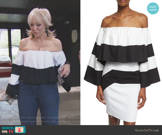 Off-The-Shoulder Striped Crop Top by Kendall + Kylie worn by Margaret Josephs on The Real Housewives of New Jersey