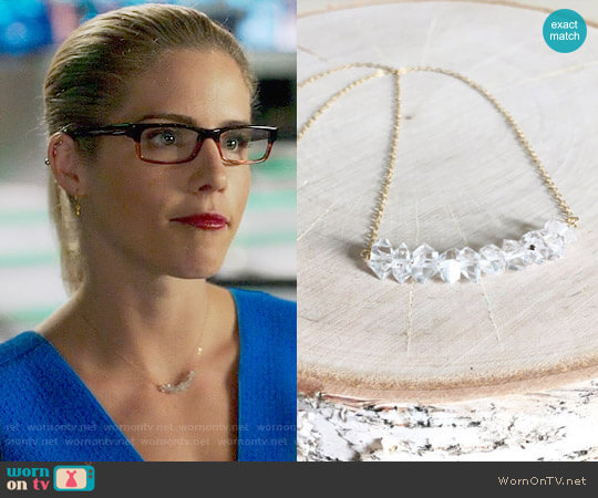 KristynReneeJewelry Herkimer Diamond Necklace worn by Felicity Smoak (Emily Bett Rickards) on Arrow