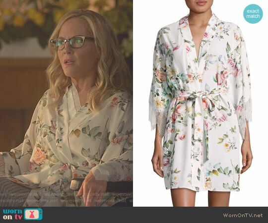 Lace-Trimmed Floral Robe by Flora Nikrooz worn by Linda Martin (Rachael Harris) on Lucifer