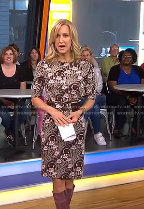 Lara’s brown floral print dress on Good Morning America