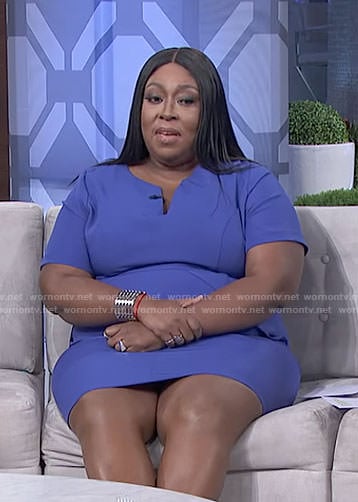 Loni's blue v-neck dress on The Real