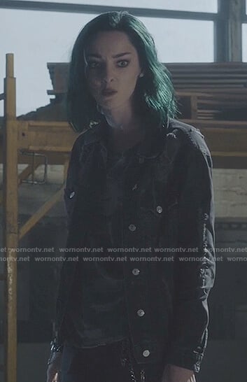 Lorna's black ripped denim jacket on The Gifted