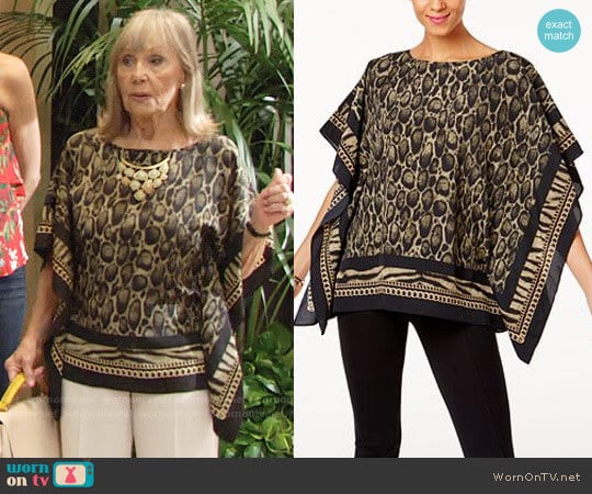 MICHAEL Michael Kors Leopard-Print Poncho Top worn by Dina Mergeron (Marla Adams) on The Young and the Restless