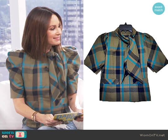 Plaid Blouse With Scarf Neck by Marc by Marc Jacobs worn by Catt Sadler on E! News