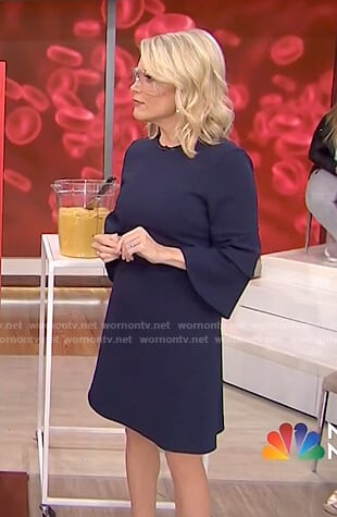 Megyn’s navy tiered bell sleeve dress on Megyn Kelly Today