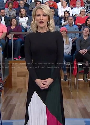 Megyn’s multi-color pleated midi skirt on Megyn Kelly Today