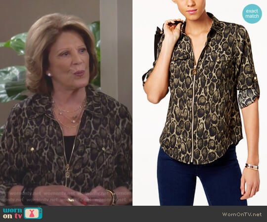 Leopard Print Utility Blouse by MICHAEL Michael Kors worn by Judy Roberts (Linda Lavin) on 9JKL