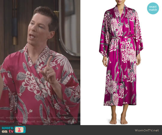 Aziome Floral-Print Long Robe by Natori worn by Jack McFarland (Sean Hayes) on Will and Grace