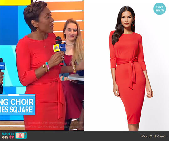 NY Deals Tie Front Sheath Dress by New York & Company worn by Robin Roberts on Good Morning America