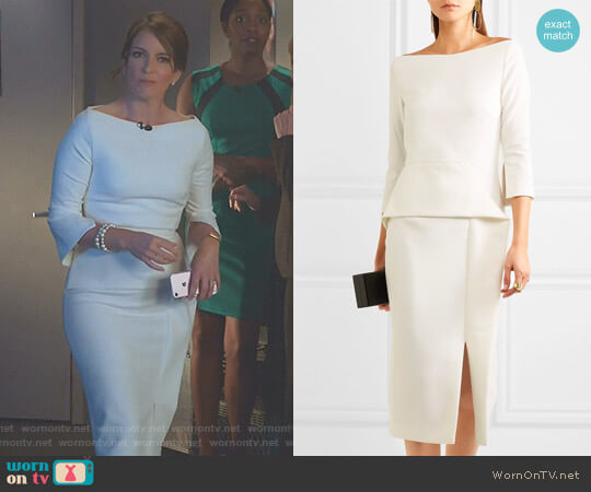 'Ardingly' Crepe Peplum Dress by Roland Mouret worn by Diana St. Tropez (Tina Fey) on Great News