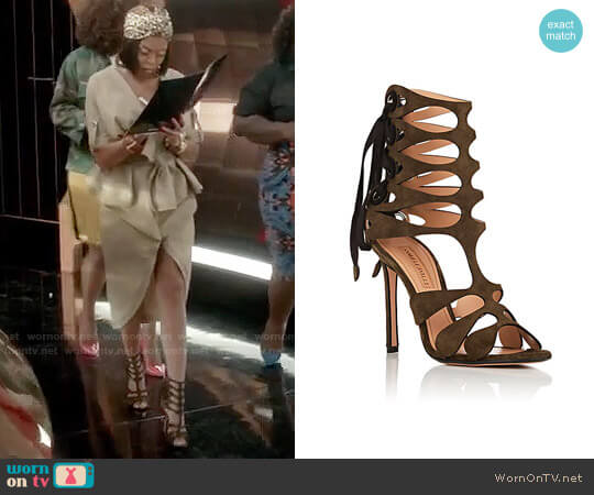 Samuele Failli Diane Suede Sandals worn by Cookie Lyon (Taraji P. Henson) on Empire