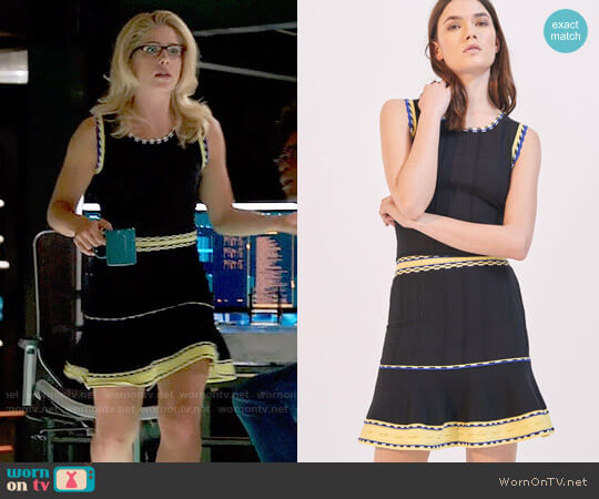 Sandro Nestor Top and Esfir Skirt worn by Felicity Smoak (Emily Bett Rickards) on Arrow