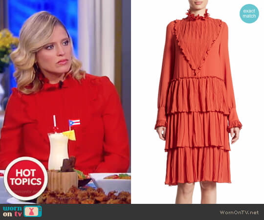 Tiered ruffle-trimmed crepe dress by See by Chloe worn by Sara Haines on The View