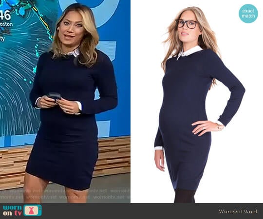 Knitted Maternity Dress with Collar by Seraphine Maternity worn by Ginger Zee on Good Morning America