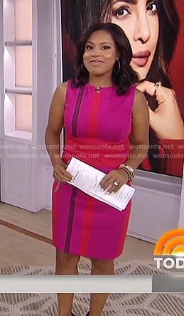 Sheinelle’s pink colorblock sheath dress on Today