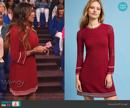 Roma Bell-Sleeve Dress by Shoshanna worn by Wendy Williams on The Wendy Williams Show