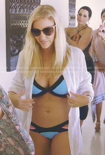 Stephanie’s blue and pink bikini on The Real Housewives of Dallas