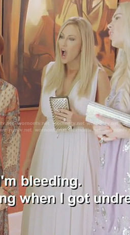 Stephanie’s white pleated dress on The Real housewives of Dallas