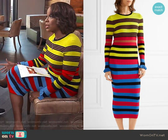 Striped ribbed-Knit Midi Dress by Opening Ceremony worn by Gayle King on CBS Mornings