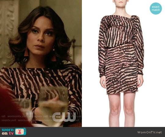 Tom Ford Animal-Print V-Back Blouson Dress worn by Cristal Flores (Nathalie Kelley) on Dynasty