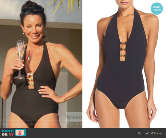 Gemini Link One-Piece Swimsuit by Tory Burch worn by Danielle Staub  on The Real Housewives of New Jersey