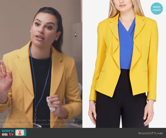 Flounced Jacket by Tahari ASL worn by Valentina Barella (Lea Michele) on The Mayor