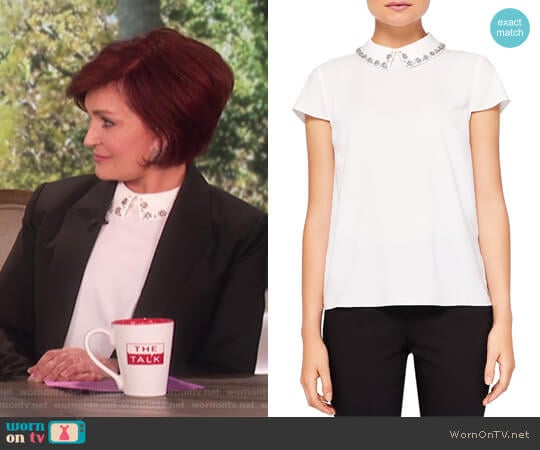 Tillda Embellished Collar Top by Ted Baker worn by Sharon Osbourne on The Talk