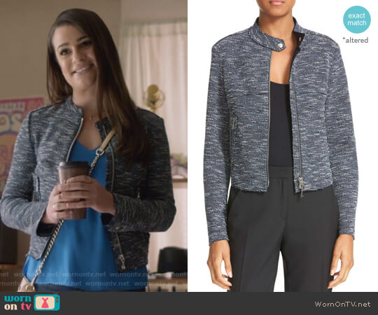 Bavewick K Tweed Zip Front Jacket by Theory worn by Valentina Barella (Lea Michele) on The Mayor