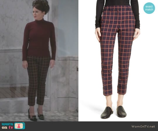 Crop Cuff York Plaid Pants by Theory worn by Karen Walker (Megan Mullally) on Will and Grace