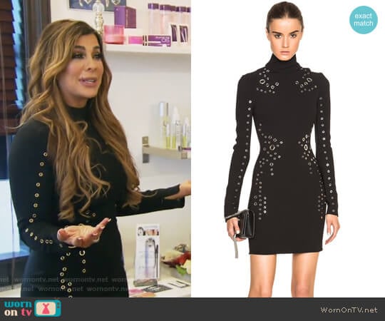 Long Sleeve Grommet Detailed Dress by Thierry Mugler worn by Siggy Flicker on The Real Housewives of New Jersey