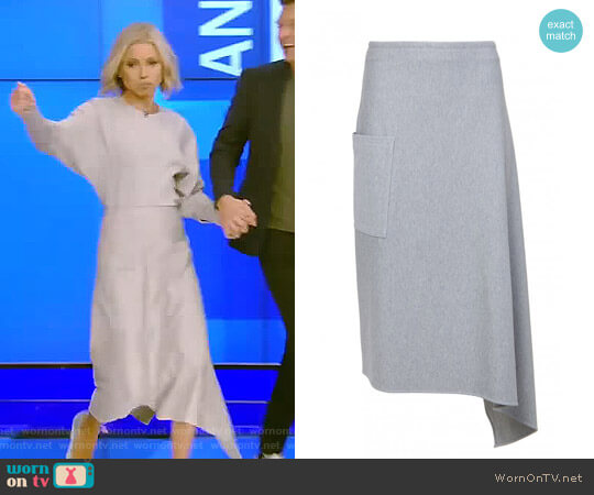 Cavalry Twill Origami Skirt by Tibi worn by Kelly Ripa on Live with Kelly and Mark