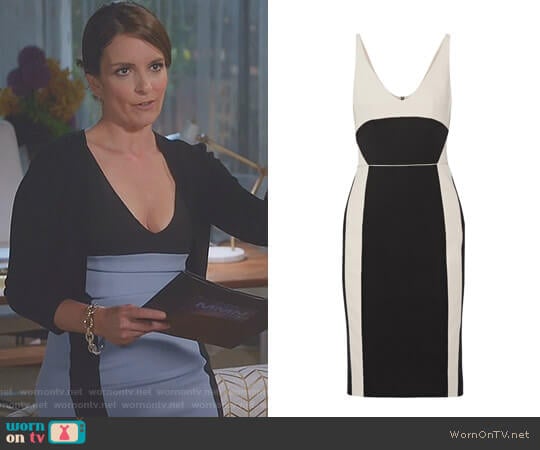 Two-Tone Wool Gabardine Dress by Narciso Rodriguez worn by Diana St. Tropez (Tina Fey) on Great News