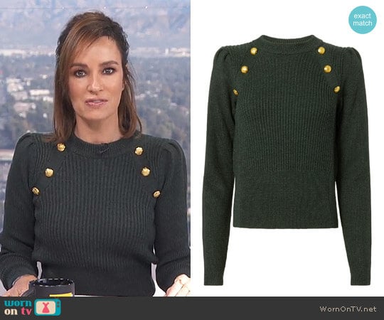 Button Puff Sleeve Sweater by Veronica Beard worn by Catt Sadler on E! News