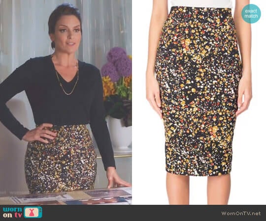 Marble-Print Pencil Skirt by Victoria Beckham worn by Diana St. Tropez (Tina Fey) on Great News