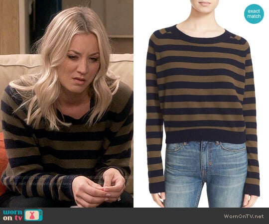 Vince Regiment Stripe Cashmere Sweater worn by Penny Hofstadter (Kaley Cuoco) on The Big Bang Theory