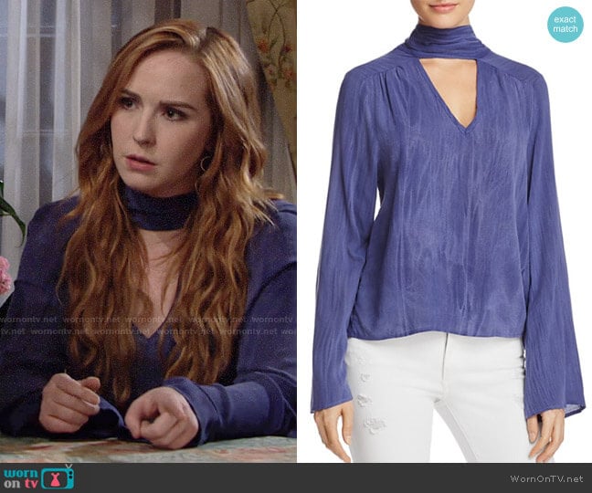 Vintage Havana Textured Choker Top worn by Mariah Copeland (Camryn Grimes) on The Young and the Restless