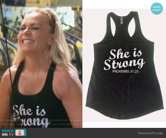 She Is Strong Workout Tank Top by Work It Wear worn by Tamra Judge on The Real Housewives of Orange County