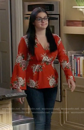 Alex’s red floral wrap top on Modern Family