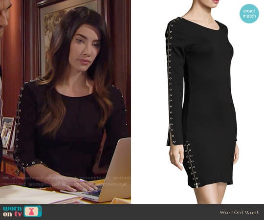 McQ Alexander McQueen Zip-Sleeve Fitted Short Dress worn by Steffy Forrester (Jacqueline MacInnes Wood) on The Bold and the Beautiful