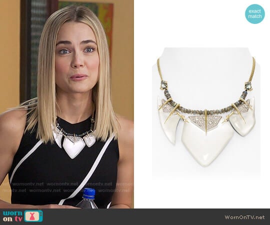 Alexis Bittar Swarovski Crystal-Encrusted Abstract Petal Bib Necklace worn by Anna (Rebecca Rittenhouse) on The Mindy Project