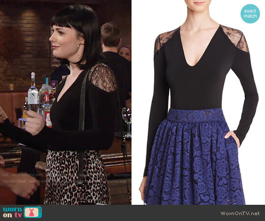 Alice + Olivia Nancey Lace Bodysuit worn by Tessa Porter (Cait Fairbanks) on The Young and the Restless