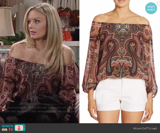 Alice + Olivia Alta Blouse worn by Abby Newman (Melissa Ordway) on The Young and the Restless