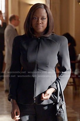 Annalise's black zip up jacket on How to Get Away with Murder