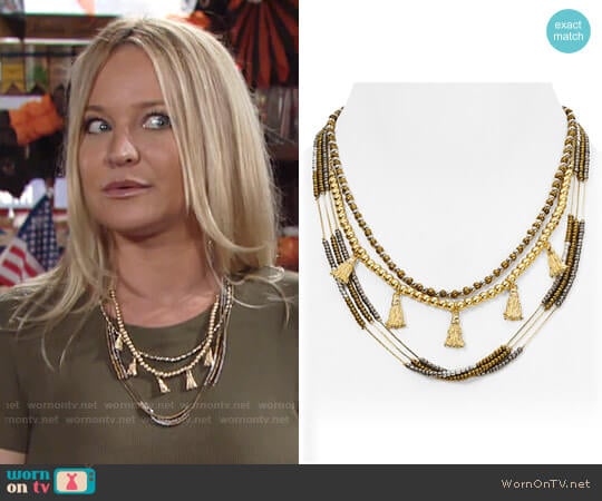 Aqua Daria Beaded Layered Necklace worn by Sharon Newman (Sharon Case) on The Young and the Restless