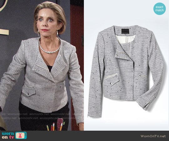 Banana Republic Tweed Crop Moto Jacket worn by Gloria Abbott Bardwell (Judith Chapman) on The Young and the Restless