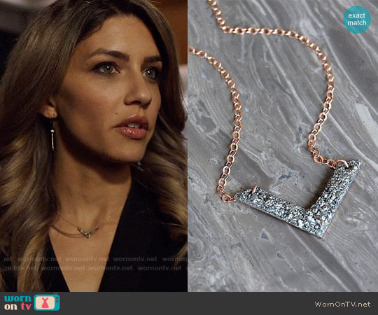 Bashfulowl Crushed Crystal Little V Necklace worn by Dinah Drake (Juliana Harkavy) on Arrow