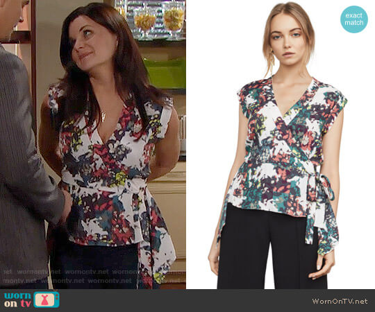 WornOnTV: Katie’s printed wrap top on The Bold and the Beautiful