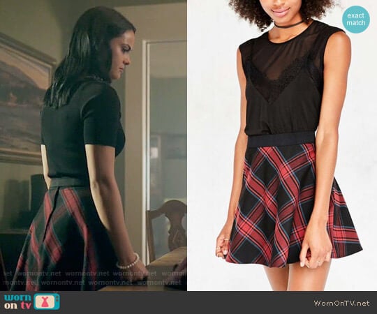 BDG Tai Plaid Circle Skirt worn by Veronica Lodge (Camila Mendes) on Riverdale