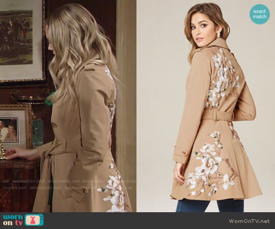 Bebe Floral Flared Trench Coat worn by Abby Newman (Melissa Ordway) on The Young and the Restless