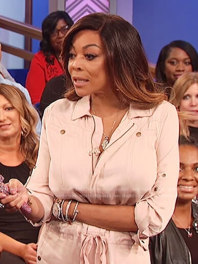 Wendy’s beige denim jumpsuit on The Wendy Williams Show